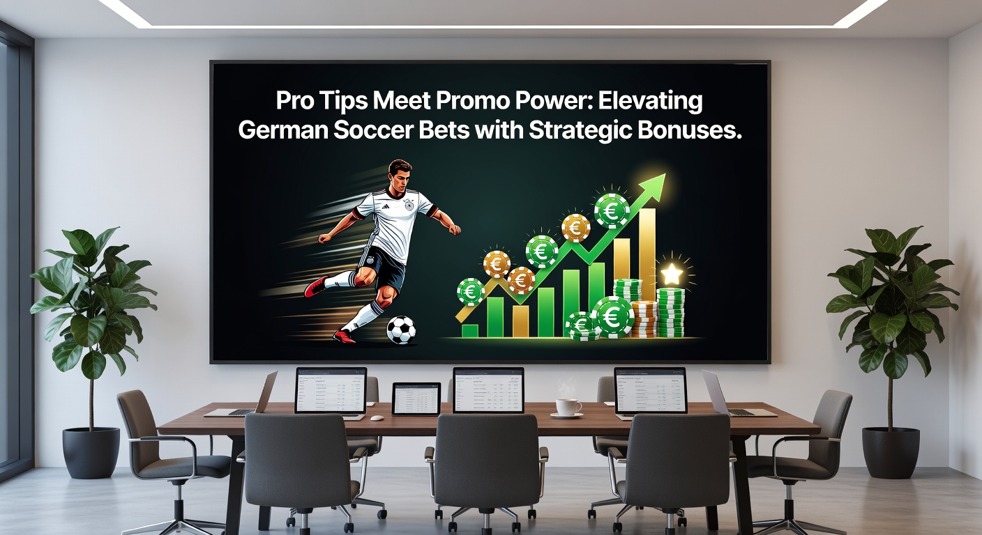 Grafik mit Wettstrategien, Bonus-Symbolen und Bundesliga-Logos, die strategische Kombinationen illustrieren